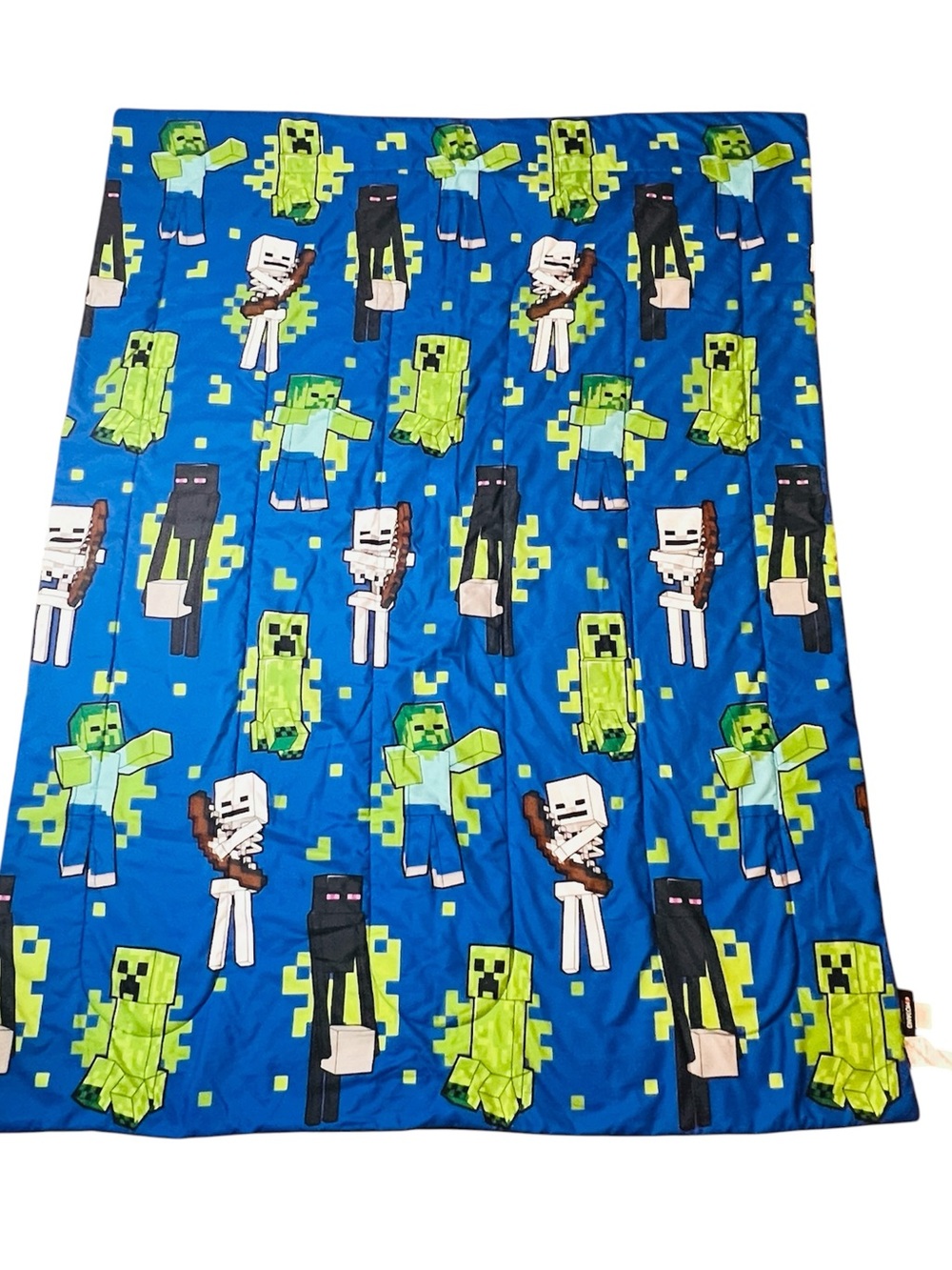 Minecraft Jay Franco Kids Twin Comforter Blue Green Creeper Skeleton Enderman